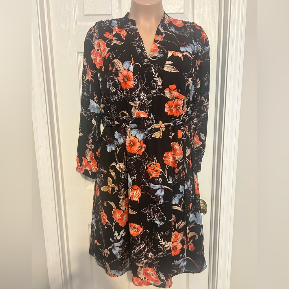Who What Wear Orange and Black Bishop Sleeve Sundress